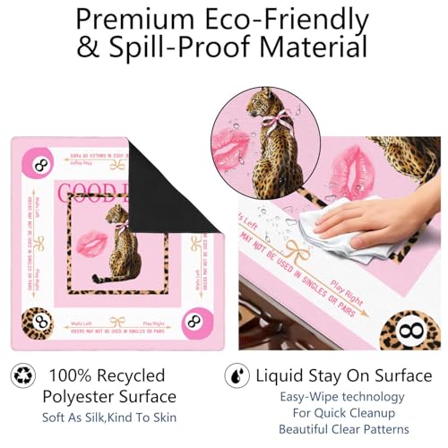 Pink Luck Mahjong Mat for Table, 31.5 * 31.5in Anti Slip Mahjong Table Cloth, Noise Reduction, Neoprene Mah jongg Mat with Carrying Bag & 3 Dices, Poker Board Tile Games Mats, Cheetah - color: Cheetah01