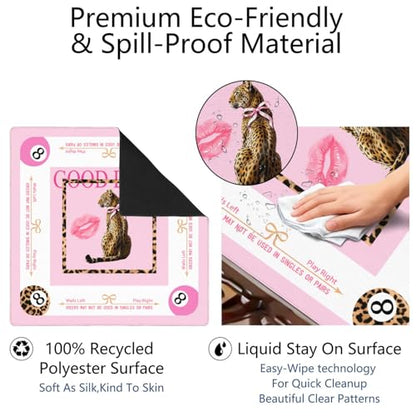 Pink Luck Mahjong Mat for Table, 31.5 * 31.5in Anti Slip Mahjong Table Cloth, Noise Reduction, Neoprene Mah jongg Mat with Carrying Bag & 3 Dices, Poker Board Tile Games Mats, Cheetah - color: Cheetah01