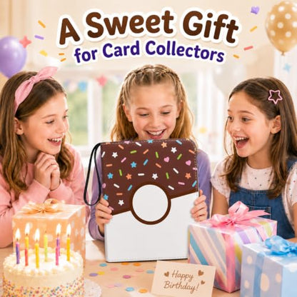 9 Pocket Card Binder 900 Card Holder Album, Choco Donut Trading Cards Holder Zipper Binder for Girl Teen Collection (Choco Donut, 900 Pocket) - color: Choco Donut, size: 900 Pocket