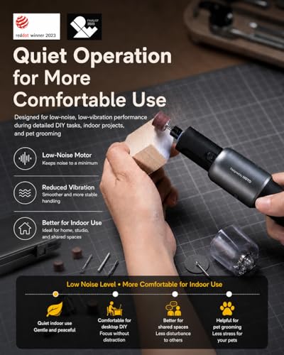 HOTO Cordless Rotary Tool Kit, 5-Speed for 3D Printer Sanding & DIY | Strong Motor Engraving Pen, 5000-25000RPM, LED Light, UBS-C, 35-in-1 Storage Bag for Polishing, Drilling, Carving, Cutting