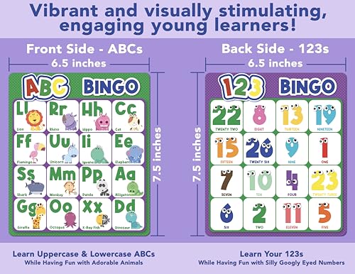 Party Hearty ABC & 123 Bingo Game for Kindergarten & Preschool - Animals | Animal Edition, Alphabet and Number, Preschool Kids Learn to Read, Ages 4 and Up - color: Animal Edition
