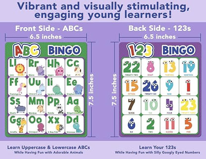 Party Hearty ABC & 123 Bingo Game for Kindergarten & Preschool - Animals | Animal Edition, Alphabet and Number, Preschool Kids Learn to Read, Ages 4 and Up - color: Animal Edition