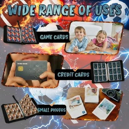 Trading Card Binder 9 Pocket, Card Binder Holds 900 Cards with 50 Removable Sleeves, Waterproof PU Leather with Zipper Card Collector Album Book Compatible with TCG Cards - color: Ball