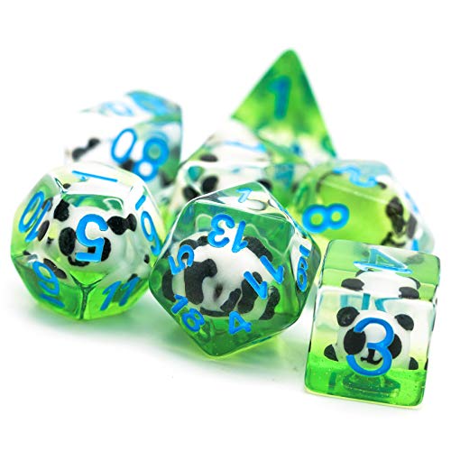 Cusdie 7-Die DND Dice, Polyhedral Dice Set Filled with Animal, Animal Dice Set for Role Playing Game D&D Dice (Panda) - color: Panda