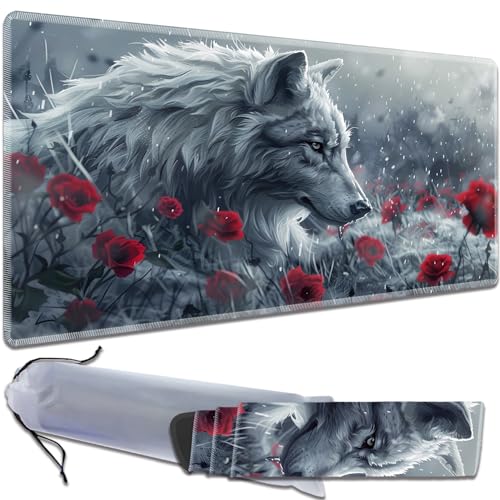 for MTG Playmat Non-Slip Rubber Play Mat with Storage Bag Combination, Ideal for Card Game Lovers TCG Play Mat, Wolf and Rose - color: Wolf and Rose