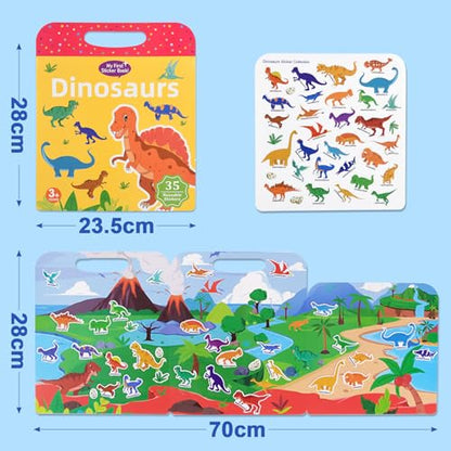 ASTARON 3 Pack Reusable 3D Puffy Sticker Book for Kids 3-6, Jelly Sticker Game Educational Sensory Learning Toy, Travel Toys and Busy Book(Dino Car Animal) - style: Dino Car Animal