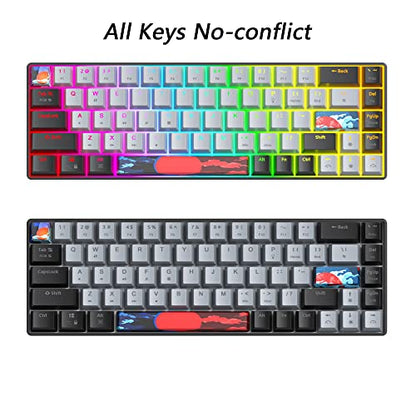 Protable 60% Percent Gaming Keyboard Mechanical, Mini Compact RGB Backlit 68 Keys Wired Office Keyboard with Red Switch for Mac/Win (Dolch/red Switch 68) - color: Dolch/red Switch 68