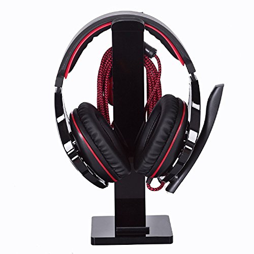Headphone Stand Gaming Headset Holder For Desk Cable Organizer & Cellphone Stand for All Headphones Size headphone Holder Set Gaming PC Accessories Gaming Station – Black