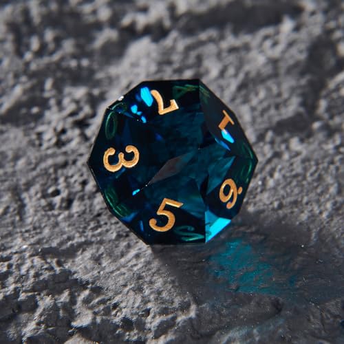 Prism Gemstone DND Dice Set,7 Pcs Handmade Crystal Glass GemDice, Polyhedral MultiFaceted Diamond-Cut Glass D&D Gem Dice for RPG Game,D&D Accessories with Gift Box - color: Pm-dark Green