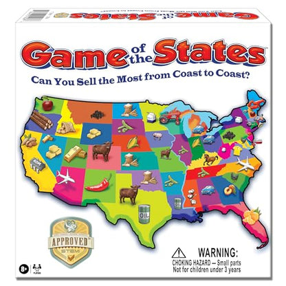 Game of the States, Kids Pick Up & Deliver Game, by Winning Moves Games USA | 1970's Original Artwork, 2 to 4 Players, Ages 8 and up