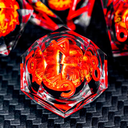 ARUOHHA DND Resin Dice Gazes Eye Dice Liquid Core Red RPG Sharp Edged Dice Set with Gift Box, Polyhedral D and D Dice Set Compatible with Dungeons Dragons Role Playing Game D20 D12 D10 D8 D6 D4 - color: Sl01-transparent