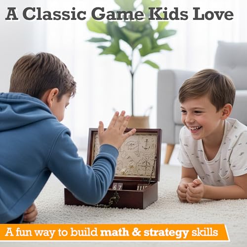 STERLING Games 12 Number Shut The Box Wooden Box Travel Case Nautical Theme Family Dice Game for Kids and Adults