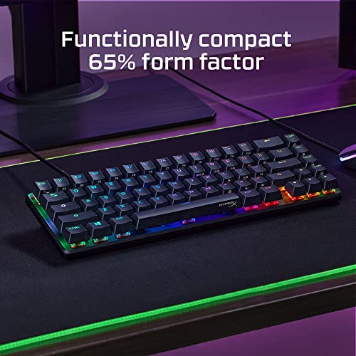HyperX Alloy Origins 65 - Full Size Mechanical Gaming Keyboard Red Switch RGB LED Backlit Double Shot PBT Keycaps Computer Gamer Wired Linear Keyboard for PC Xbox PlayStation, Black (Renewed)