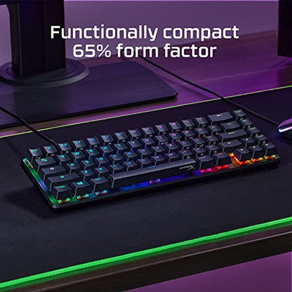 HyperX Alloy Origins 65 - Full Size Mechanical Gaming Keyboard Red Switch RGB LED Backlit Double Shot PBT Keycaps Computer Gamer Wired Linear Keyboard for PC Xbox PlayStation, Black (Renewed)