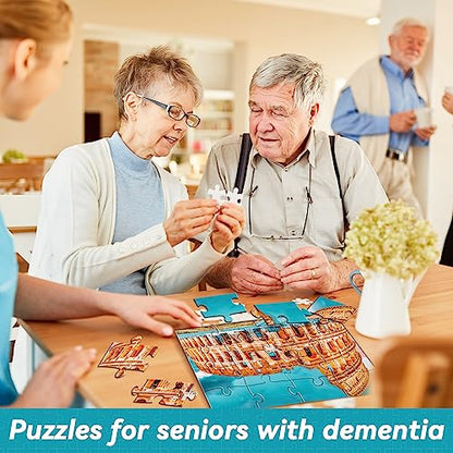 5 Packs 16 Piece Large Jigsaw Dementia Puzzles for Alzheimer’s Products Activities, Alzheimer's Puzzles Easy Memory Cognitive Games for Adults Gift with 5 Storage Bags, Construction - style: Construction