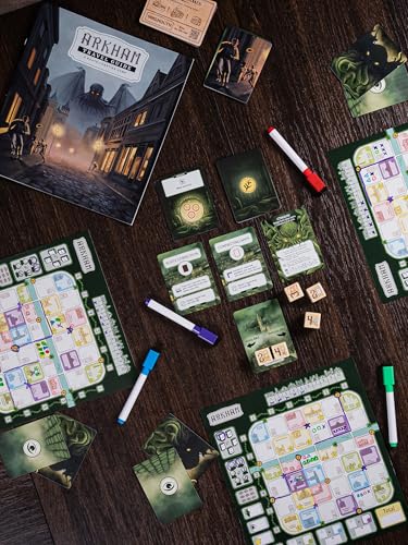 CrowD Games | Arkham Travel Guide | 1-4 Players | Ages 14 and up | Roll and Write | Tourism Game | Cozy Route Charting Puzzle | Creepy Lovecraft | Average Playtime 30 min
