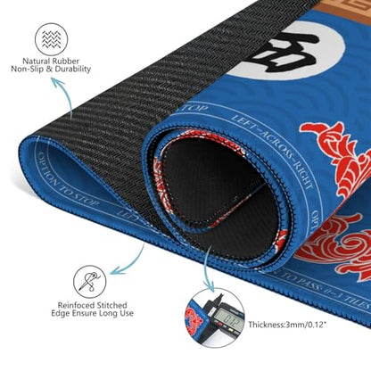 Mahjong Mat for Table with Carrying Bag & 3 Dice, Blue 31.5"x31.5" Square Rubber Mahjong Table Cover, Non-Slip & Noise Reduction Gaming Mat for Mah Jongg, Poker, Dominoes & Tile Games - color: Bright Blue
