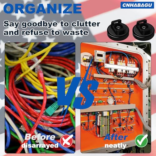 Magnet Zip Tie Mount Magnetic Zip Ties Mount 25LBS Strong Multipurpose Wire Cable Holder Mount Wire Clips Management for Home Office Marine Electrical Wiring (Black, 12 Piece) - size: 12 Piece