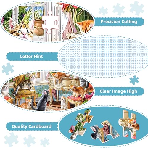 Puzzles for Adults 500 Pieces,Cute Cats Puzzle for Adults,Cozy House & Kittens Jigsaw Puzzles,Recyclable Cardboard Puzzles for Seniors,Puzzle for Family Game Nights, 20.5x15 in - style: Kittens