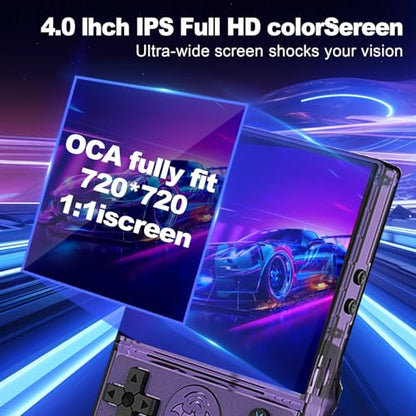 S600 Retro Gaming Console, Retro Handheld Console 4.0'' Screen Linux System, 64G TF Card, Support 30+ Simulators, 3500mAh Rechargeable Portable Pocket Arcade - color: Purple