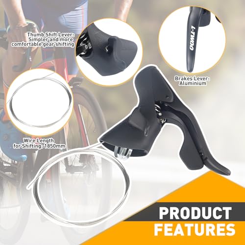 L-TWOO Road Bike Shift Lever 2x7/ 2x8/ 2x9/ 2x10 Speeds Road Bicycle Shifters with Brake Levers Compatible with Shimano - color: 2X10 Speeds