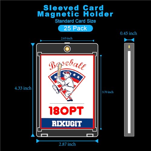 25-Pack 180pt Sleeved Card Magnetic Holders | Fits Sleeved Card First, One Touch Card Case, Inner Size 2.63″×3.70″, Clear Hard Case for Trading Cards, Baseball Cards ﻿ - size: 25ct 180PT Sleeved Card Holder