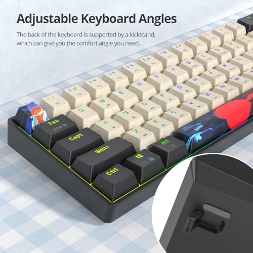 Orange Mechanical Gaming Keyboard 60 Percent, Red Switch RGB Keyboard 60%, 61 Keys Small Wired Key board, PBT Keycaps Anti-Ghosting Mini Keyboards for Business Trips, Game/Office (61 Carbon) - color: 61 Carbon/Red Switch