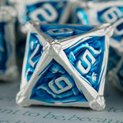 Surpass DND dice Set Blue Metal dice 7piece Set d&d Polyhedral Dice for Dungeons and Dragons MTG dice Pathfinder Role Playing (Blue) - color: Blue