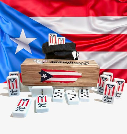 Puerto Rico Double Six Dominoes Set - Premium Quality, Cultural Heritage, 28 Tiles No Box Comes with Travel Bag Puerto Rican Adult Size Domino Set