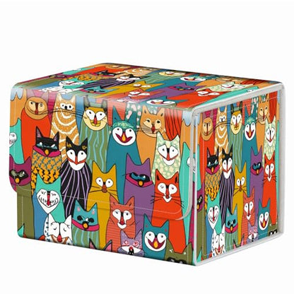 Strong Magnet Card Case Deck Box Mtg Card Box Playing Card Box Deck Box Tcg Up to 200 Cards Creative Pattern Trading Card Storage Box for Collectible Card Games, Doodle Cute Cat - color: Doodle Cute Cat