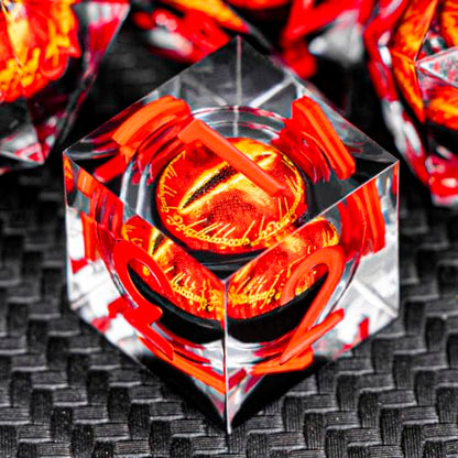 ARUOHHA DND Resin Dice Gazes Eye Dice Liquid Core Red RPG Sharp Edged Dice Set with Gift Box, Polyhedral D and D Dice Set Compatible with Dungeons Dragons Role Playing Game D20 D12 D10 D8 D6 D4 - color: Sl01-transparent
