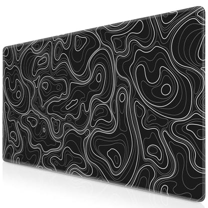 Canjoy Gaming Mouse Pad, Topographic Large Extended Mouse Pad 31.5x11.8inch | Full Desk Mousepad Keyboard Mat Big Large Mouse Pads for Desk Extended Computer Mat with Anti-Slip & Double Stitched - color: Black Topographic, size: 800*300mm