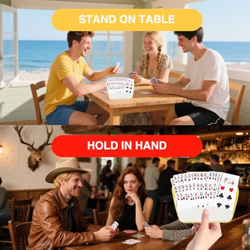 4 PCS 3 Layers Design Playing Card Holders for Adults, Cards Holder with Foldable Stand