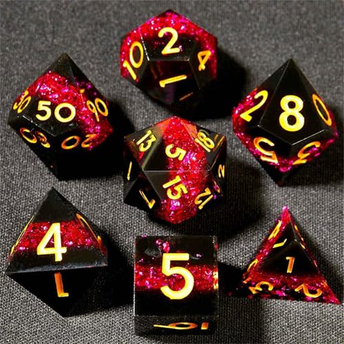 Dungeons and Dragons dice Set DND, polyhedral D&D Resin dice Set, Suitable for Role-Playing dice Game RPG Pathfinder DND dice Set - color: Ls-fine Sand Red