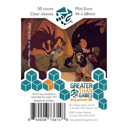 Greater Than Games: Card Sleeves: Mini Euro Size - 44x68 mm, 50 Sleeves, Clear, Acid Free & PVC Free, Card Game Protective Accessory - style: Mini Euro (44x68)