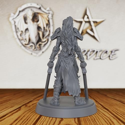 Fantasy Warrior Figure for DND Campaigns - Unpainted 28mm Barbarian Chieftain Miniature for Tabletop RPG, TRPG Battles & Army Building - Hand-Paint Ready Hero Model-AS130