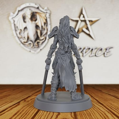 Fantasy Warrior Figure for DND Campaigns - Unpainted 28mm Barbarian Chieftain Miniature for Tabletop RPG, TRPG Battles & Army Building - Hand-Paint Ready Hero Model-AS130