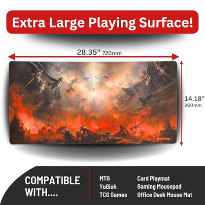 The Gaming Mat Company Single Player MTG Playmat & Mouse Pad – 28" x 14" Heavenly Battle Gaming Mouse Pad Compatible with Magic: The Gathering playmats, MTG Cards, TCG Gaming mat - color: Heavenly Battle