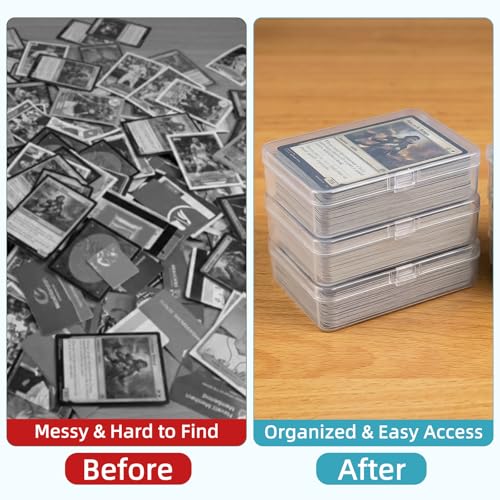 neotidy Playing Card Storage Box Set of 6, Clear Plastic Playing Card Cases with Snap Closure, Mixed Size Card Game Storage Organizer for Standard Playing Cards, Trading Cards & Small Accessories
