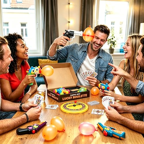 Liar's Bar Russian Roulette Social Strategy Card Game - Cards Cards with Themed Props for Holiday Parties, Family Reunions