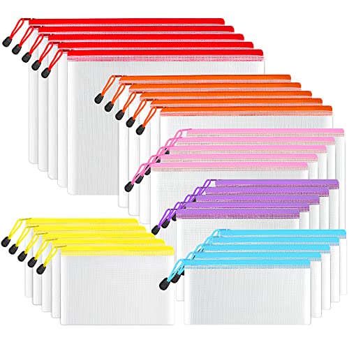 SUNEE Multisize Mesh Zipper Pouch (6 Colors, 30 Packs), Mesh Bags with Zipper for School Office Supplies, Puzzles & Games, Accessories - color: Multicolored, size: 6-Size