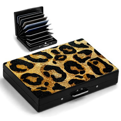 Cheetah Metal Wallet Credit Card Protector Case Equipped RFID Blocking | with Pop-Up Button Slim Business Cards Holder Aluminum Cards Case Exclusive Leopard Print Gifts for Women Men - color: Leopard Print