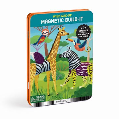 Wild Mix-Up Magnetic Build-It from Mudpuppy - Includes 2 Illustrated Background Scenes & 70+ Mix and Match Magnets, Perfect for Travel Activities on The Go!, Ages 4+