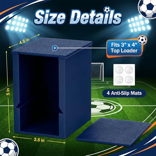 Toploader Dispenser & Penny Sleeve Holder - Dual Compartment Holds 250 Penny Sleeves & up to 50 Top Loaders, Stackable Card Storage Box with Dustproof Lid (Navy) - color: Navy