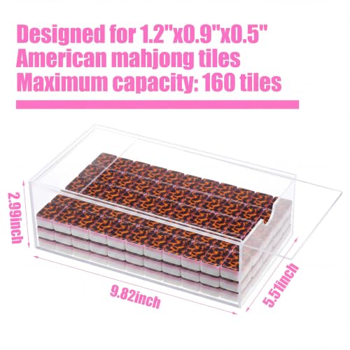Soulchen 160 Tortoise Kaleidoscope American Mahjong Tile Set with Acrylic Storage Box & Dice 1.2" 3D Engraved Tiles for Adults Friends Family Game Night Mahjong Travel Size Chinese Game Gifts - style: Tortoiseshell