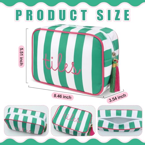 Sanwuta 1 Pcs Mahjong Tile Bag with Zipper,Green,Striped | Embroidered Mahjong Case for 166 American Mahjong Tiles (1.2") Portable Bags for Board Game Party Gathering Travel - color: Green, style: Classic