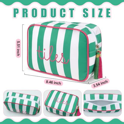 Sanwuta 1 Pcs Mahjong Tile Bag with Zipper,Green,Striped | Embroidered Mahjong Case for 166 American Mahjong Tiles (1.2") Portable Bags for Board Game Party Gathering Travel - color: Green, style: Classic