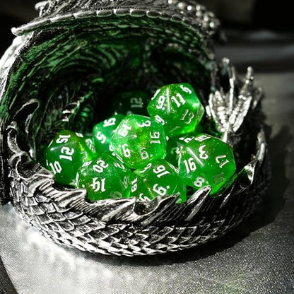 10PCs D20 Polyhedral Dice Set 22mm for DND RPG MTG Dungeons and Dragons Dice (Green) - color: Green