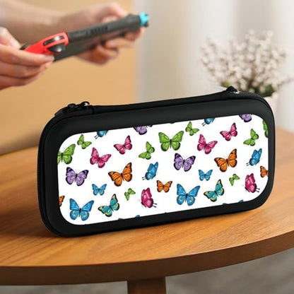 PPIKTC Portable Hard Shell Case Compatible with Nintendo Switch, Shockproof Game Console Holder Bag with Carrying Straps, Beautiful Butterfly - color: Design (202)