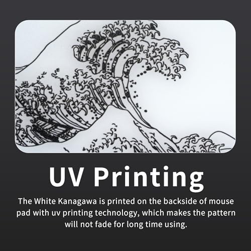 XVX Glass Gaming Mouse Pad, White Kanagawa Hard Mousepads for Gaming,Professional Large Mouse Mat 16.2" x 12.2", Special Glass Surface with Improved Precision and Speed - color: White(Kanagawa)